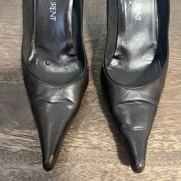 SAINT LAURENT 2000s Y2K POINTED TOE PUMPS CHOC BROWN LEATHER SIZE IT 40.5 - Picture 3 of 10